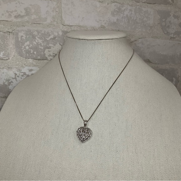 Sterling Silver Filigree & Pink Shell Dual Sided Pendant Necklace NWT - Picture 2 of 3